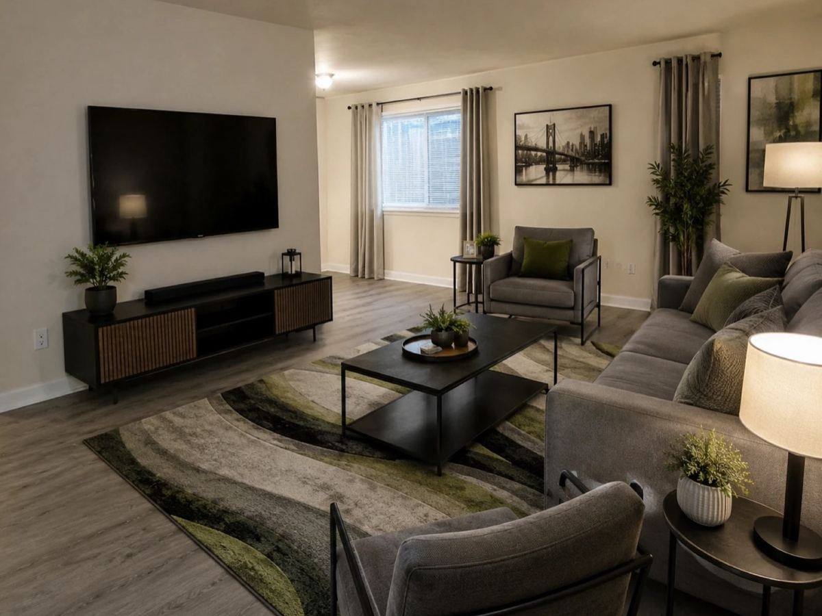 A virtually staged living room