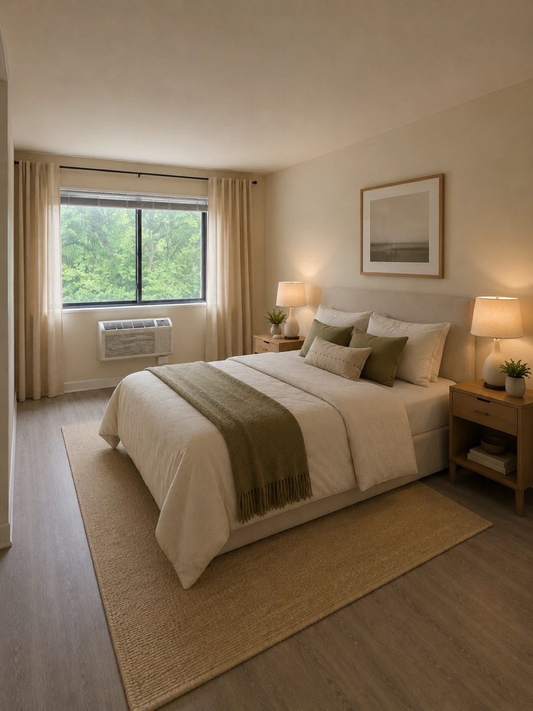 A virtually staged bedroom