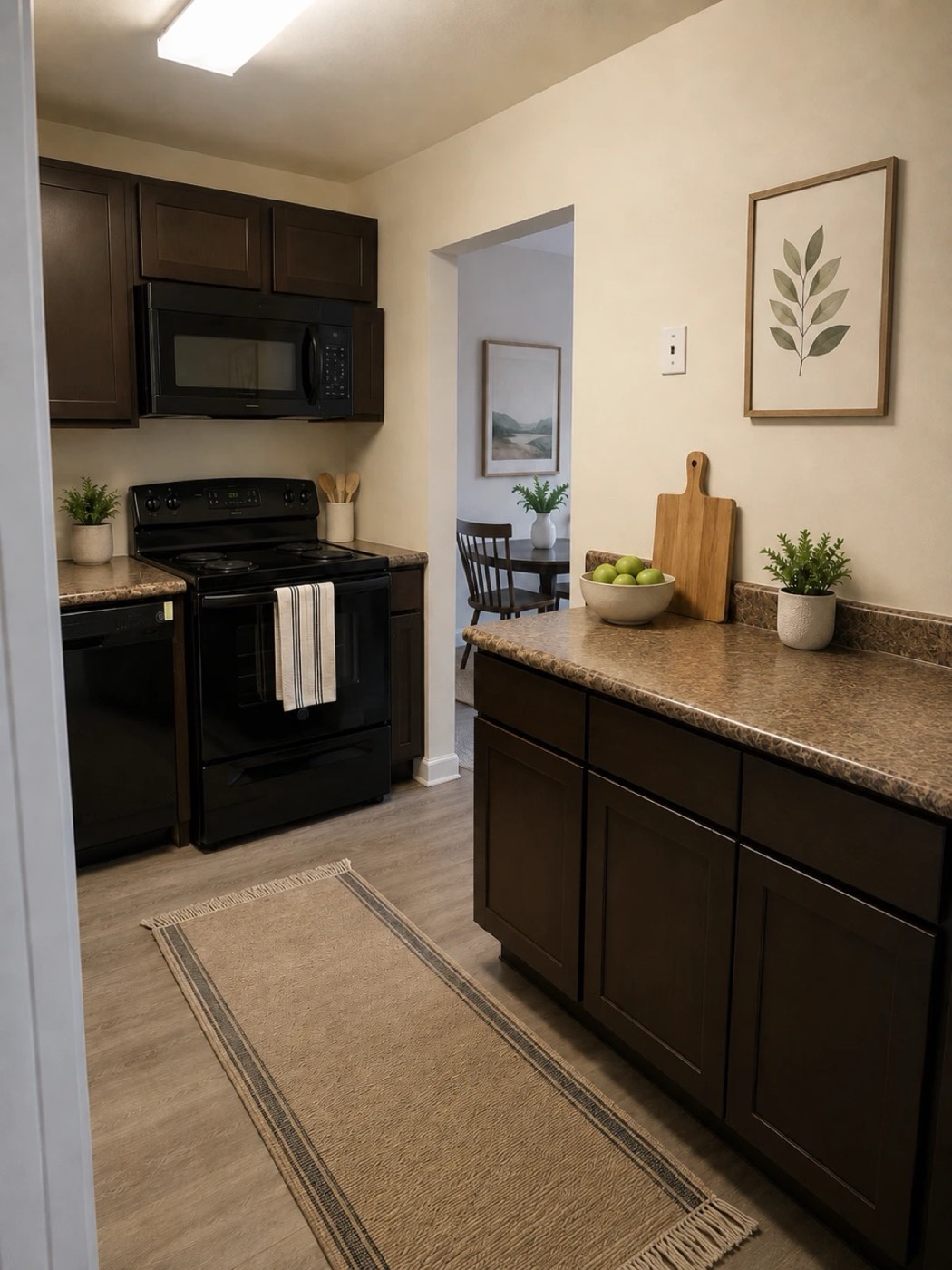 A virtually staged kitchen
