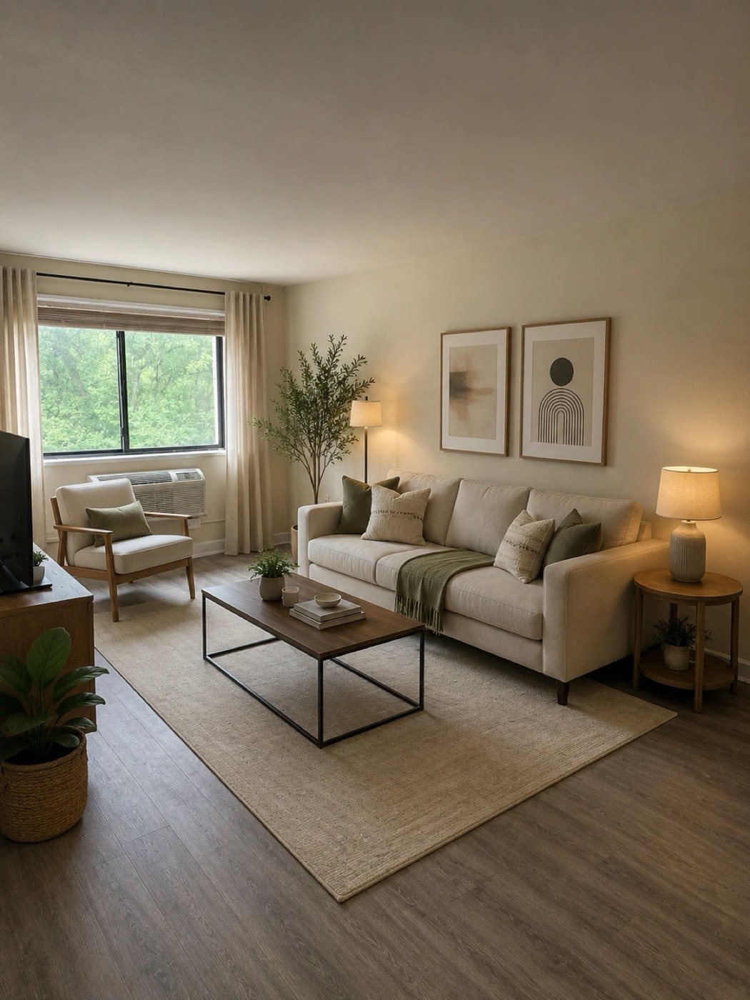 A virtually staged living room