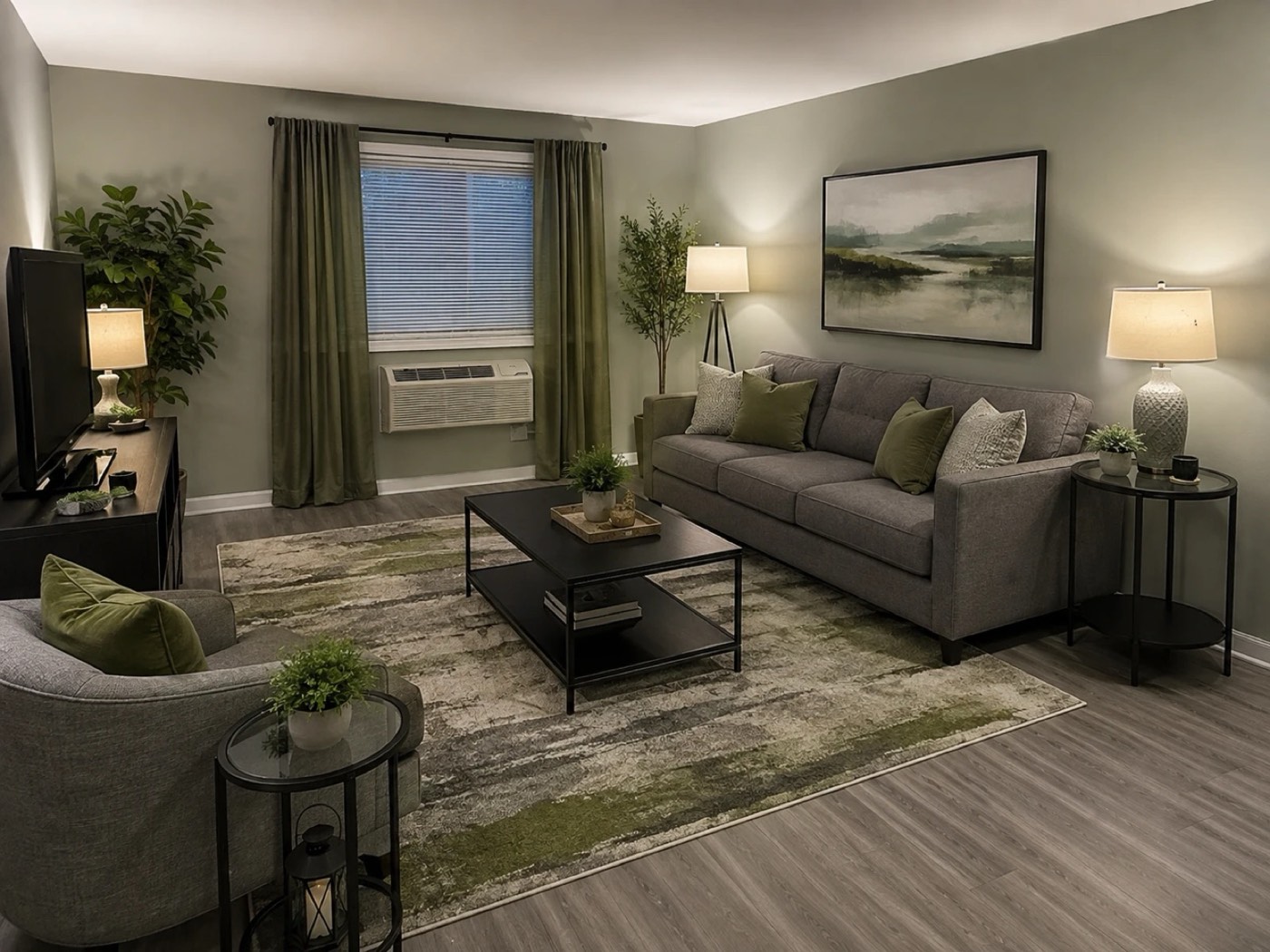 A virtually staged living room