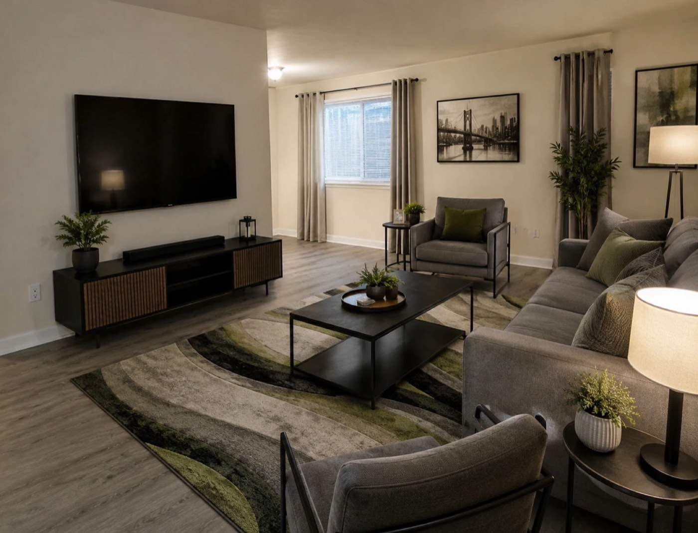 A virtually staged living room